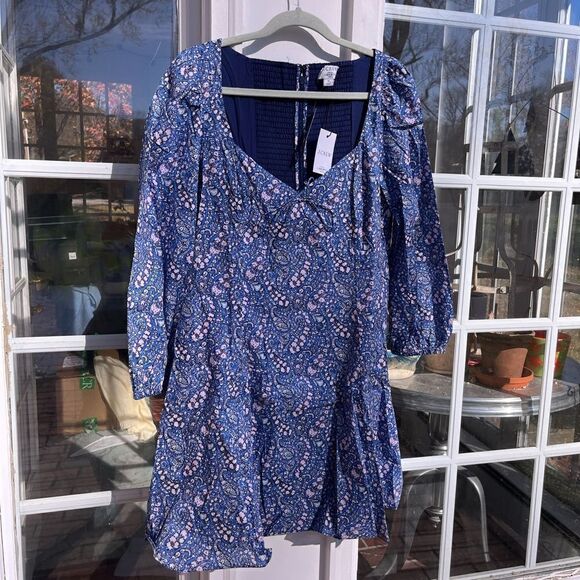 J Crew Liberty Sweetheart Long Sleeve Mini Dress in Bourton Bloom Fabric NWT - Picture 8 of 13